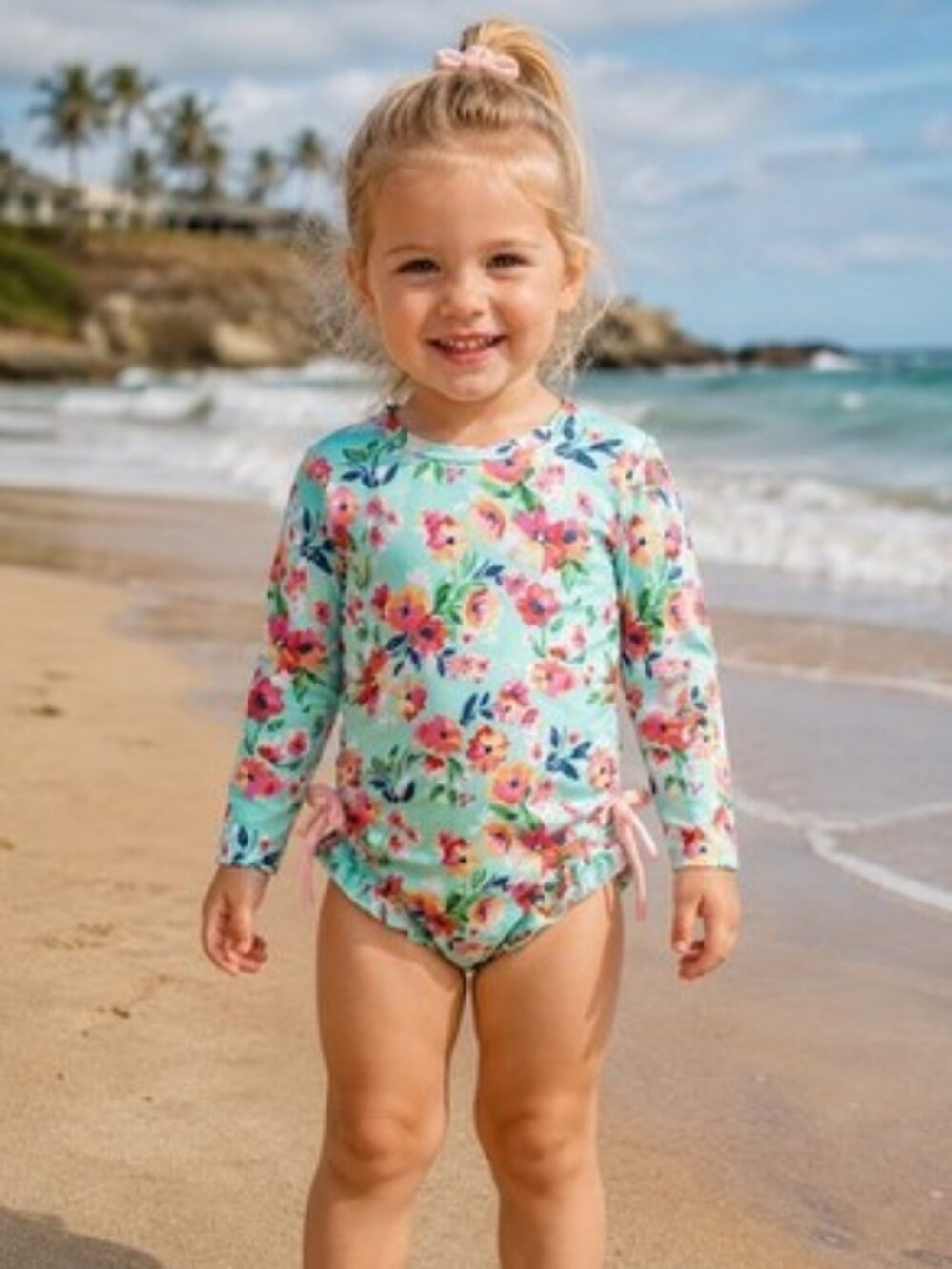 Los Angeles Boutique Toddler One-Piece Long Sleeve Bathing Suit Rash Guard 3T
